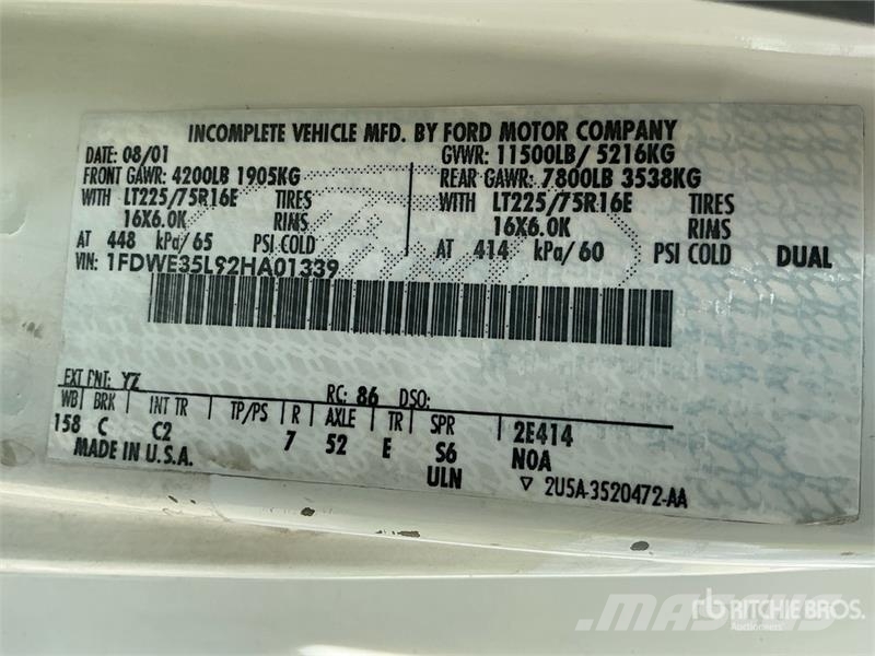Ford E-350 4x2 Van Truck Sanduk kamioni