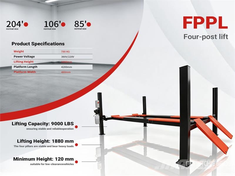  FPPL 4 Post 9000 lb Black Vehicle Lift (Unused) Строителство - Други