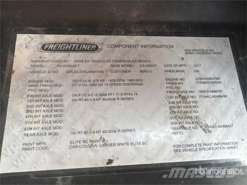Freightliner Cascadia 125 6x4 T/A Sleeper Truck Tractor Влекачи