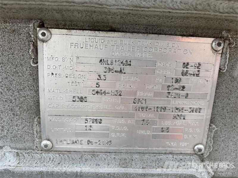 Fruehauf TAG-F2-ESF9500X4DB 9500 gal T/A Tanker Trailer 탱커 트레일러