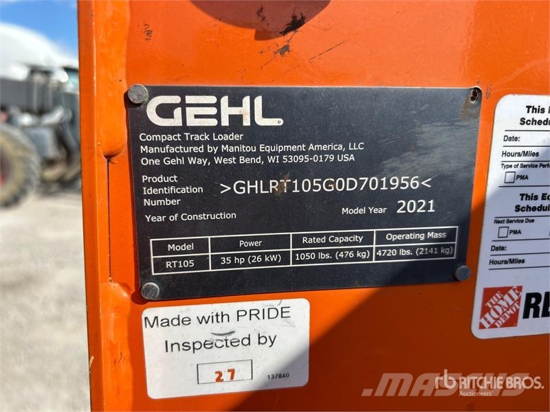Gehl RT105 Two-Speed Compact Track Loader Skid steer loaders