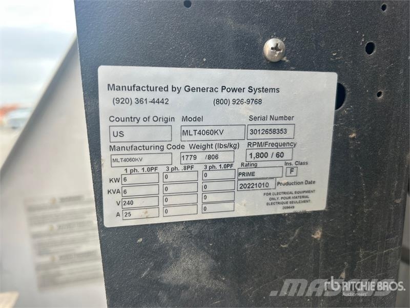 Generac MLT4060KV 6 kW Light Tower 조명타워
