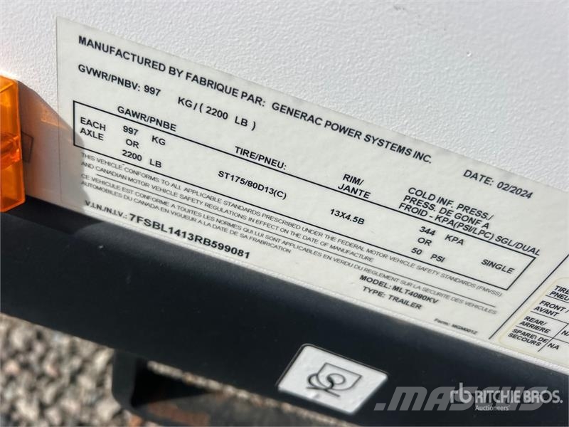 Generac MLT4080KV 8 kW Light Tower Rasvetni stubovi