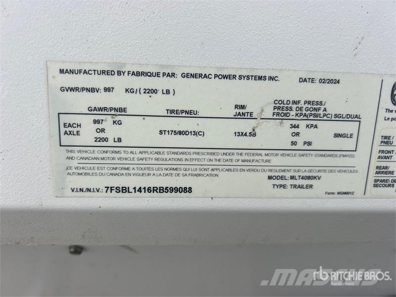 Generac MLT4080KV 8 kW Light Tower Light towers