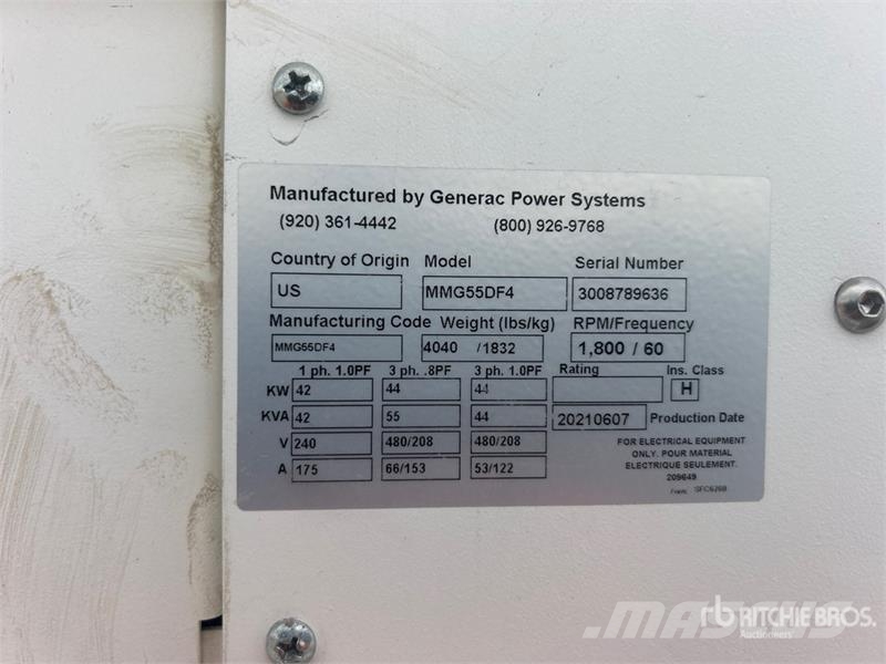 Generac MMF55DF4 44 kVA Mobile Generator Set Diesel Generators