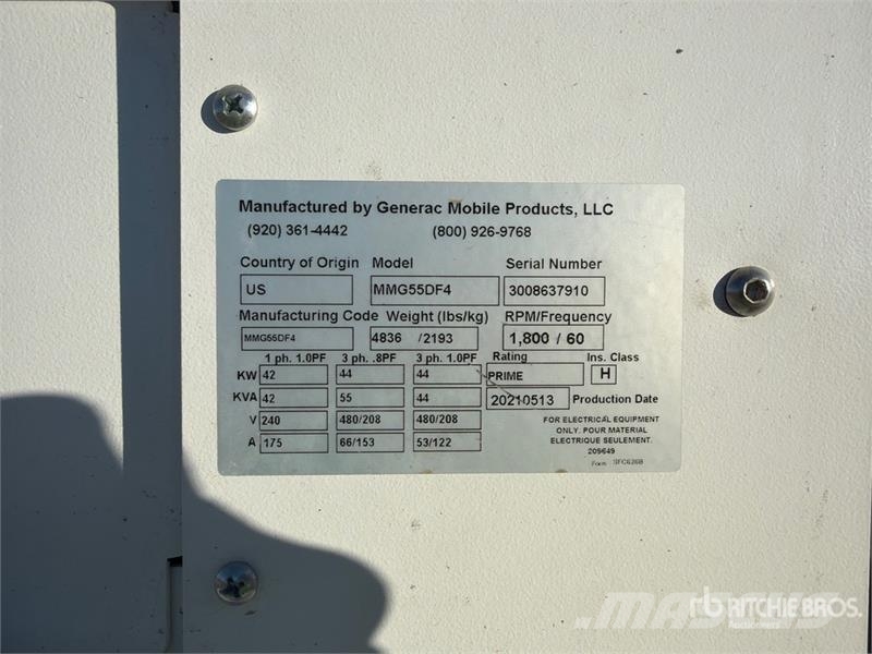 Generac MMG55DF4 44 kW Mobile Generator Set Diesel Generators