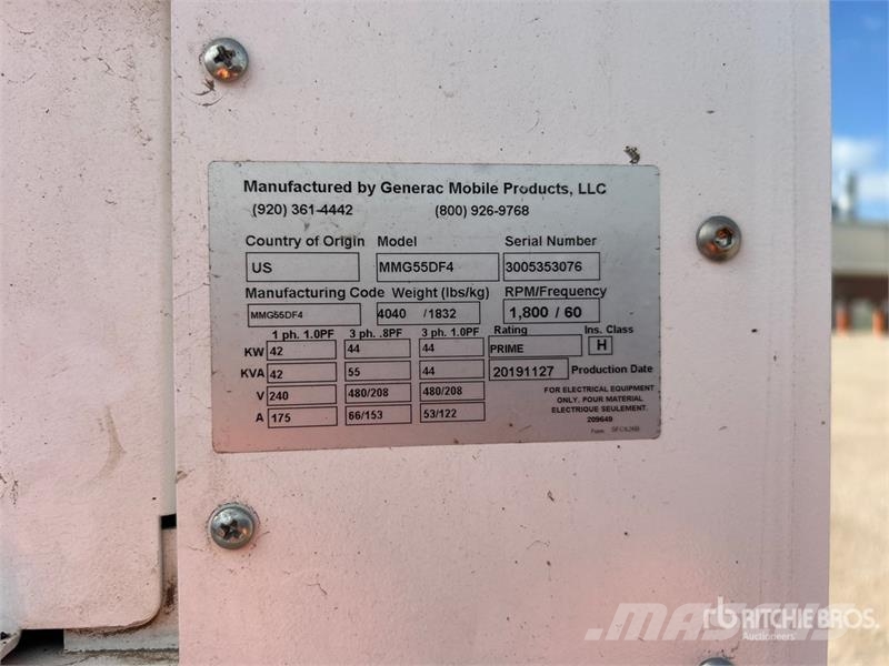 Generac MMG55DF4 44 kW Mobile Generator Set Diesel Generators