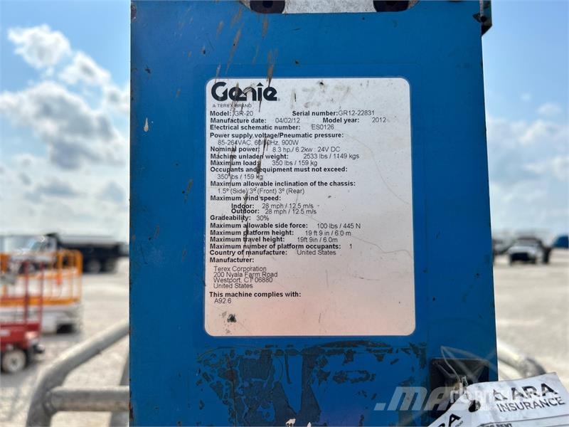 Genie GR-20 Vertical Mast Lift Vertikálne stĺpové výťahy