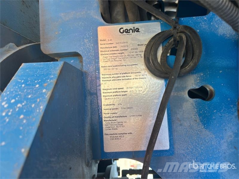 Genie S-40 4WD Diesel Telescopic Boom Lift Plataformas de trabajo telescópica