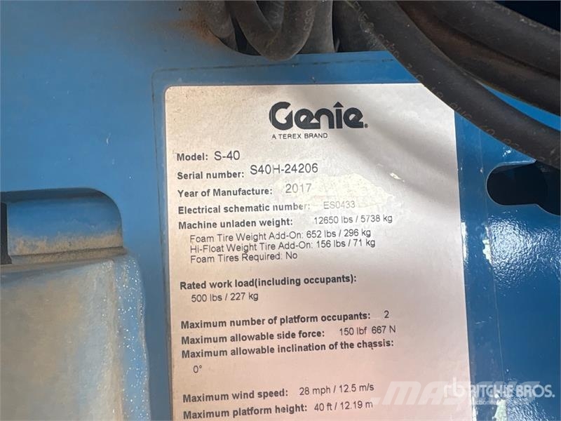 Genie S-40 4WD Dual Fuel Telescopic Boom Lift Teleskopiskie pacēlāji
