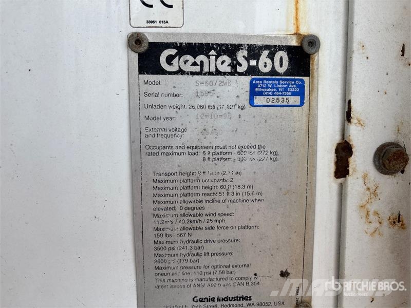 Genie S-60 2WD Diesel Telescopic Boom Lift Nacelles télescopiques