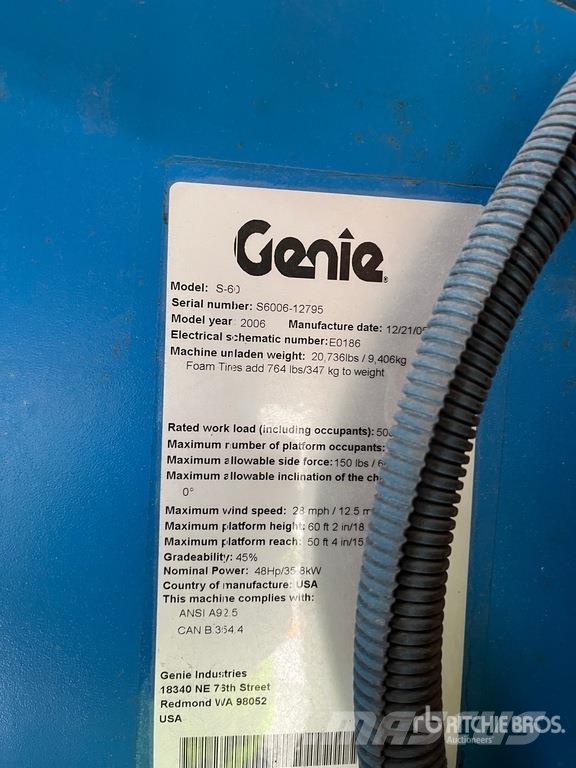 Genie S-60 Telescopic Boom Lift Teleskoplifte