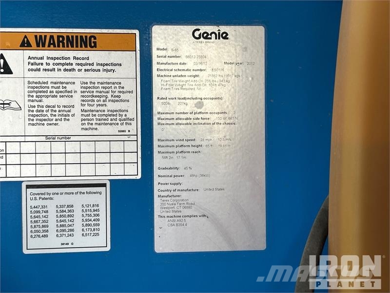 Genie S-65 Telescopic boom lifts