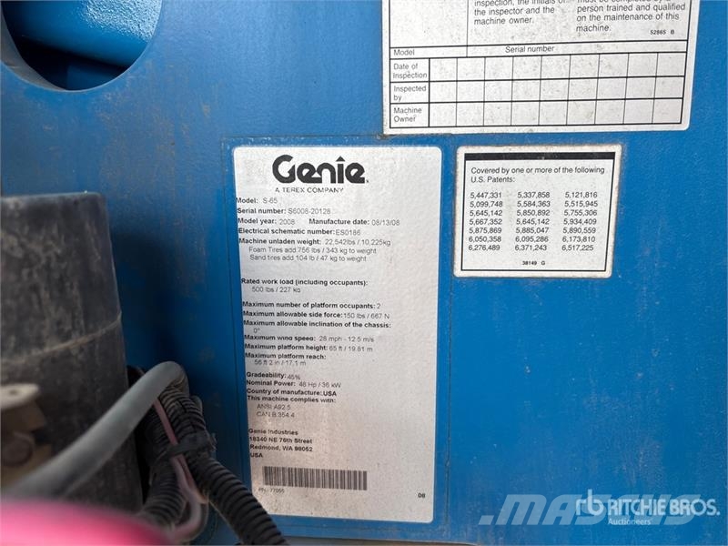 Genie S-65 4WD Diesel Telescopic Boom Lift Piattaforme a braccio telescopico