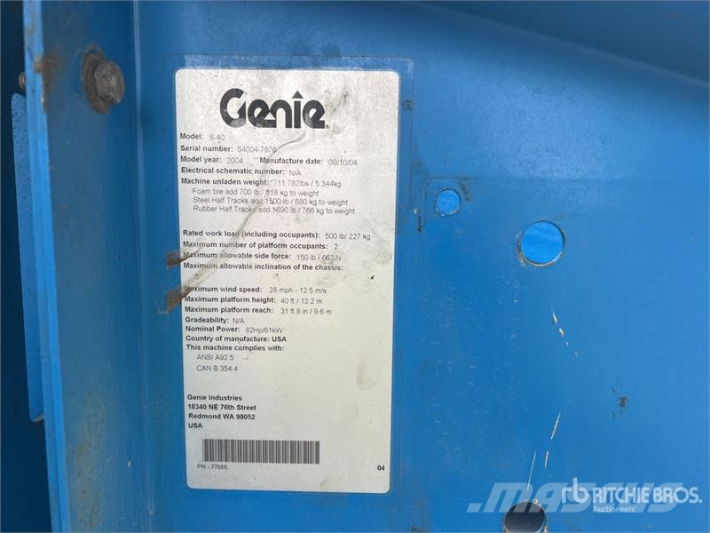 Genie S40 4WD Dual Fuel Telescopic Boom Lift Teleskopiskie pacēlāji