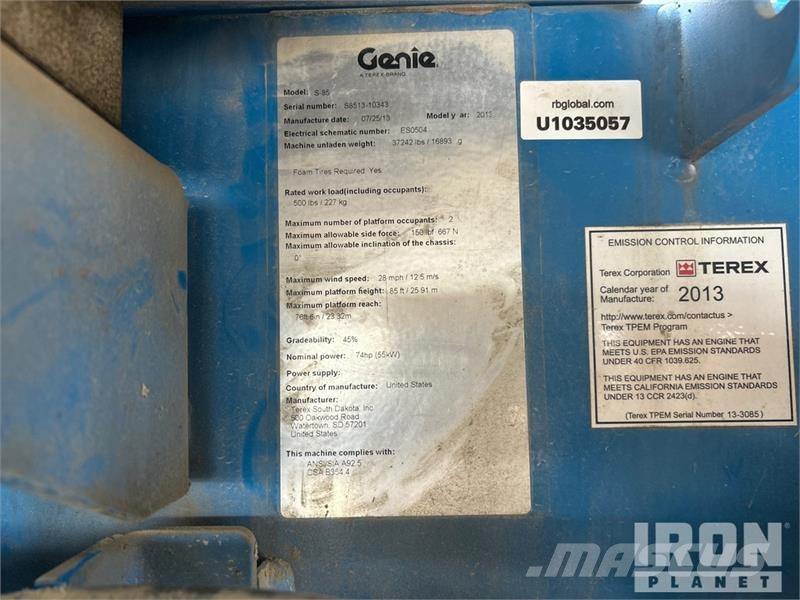 Genie S85 4WD Diesel Telescopic Boom Lift Teleskopske dvižne ploščadi