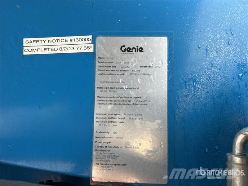 Genie Z-135 4WD Diesel Articulating Boom Lift Strēles pacēlāji