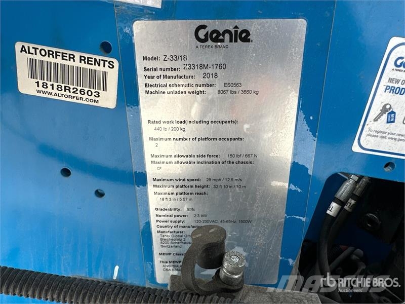 Genie Z-33/18 2WD Electric Articulating Boom Lift Bomlifte med knækarm