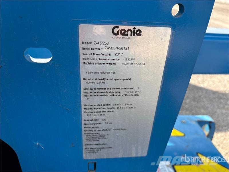 Genie Z-45/25J 4WD Electric Articulating Boom Lift 曲臂高空工作平台