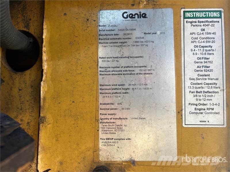 Genie Z-45 IC 4WD Diesel Articulating Boom Lift Kuukulkijat