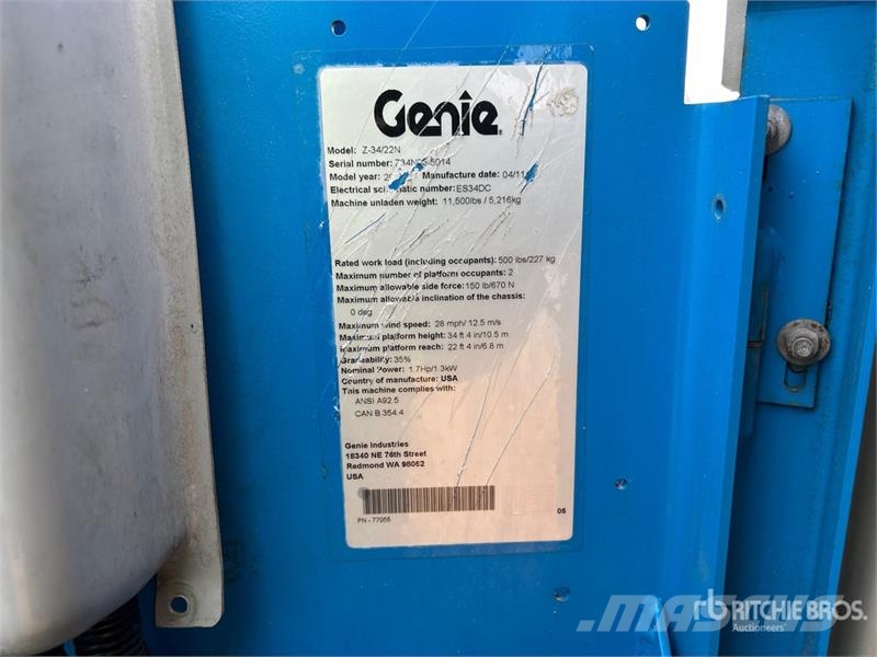 Genie Z34/22N 2WD Electric Articulating Boom Lift ブームリフト 屈伸型