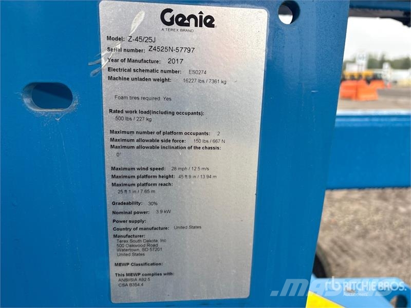 Genie Z45/25 2WD Electric Articulating Boom Lift Gelenkteleskoparbeitsbühnen
