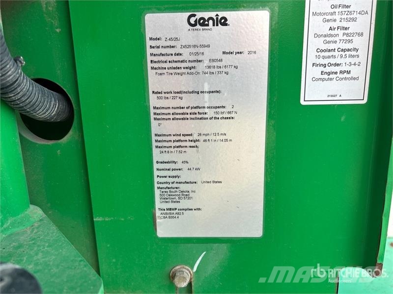 Genie Z45/25JRT 4WD Dual Fuel Articulating Boom Lift Karos emelők