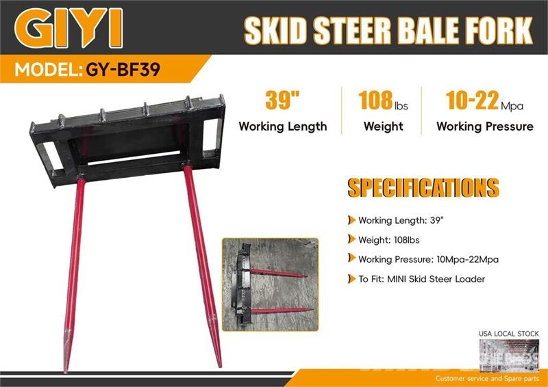 GIYI GY-BF39 39 in Mini Skid Steer Bale Spear (Unu Other components