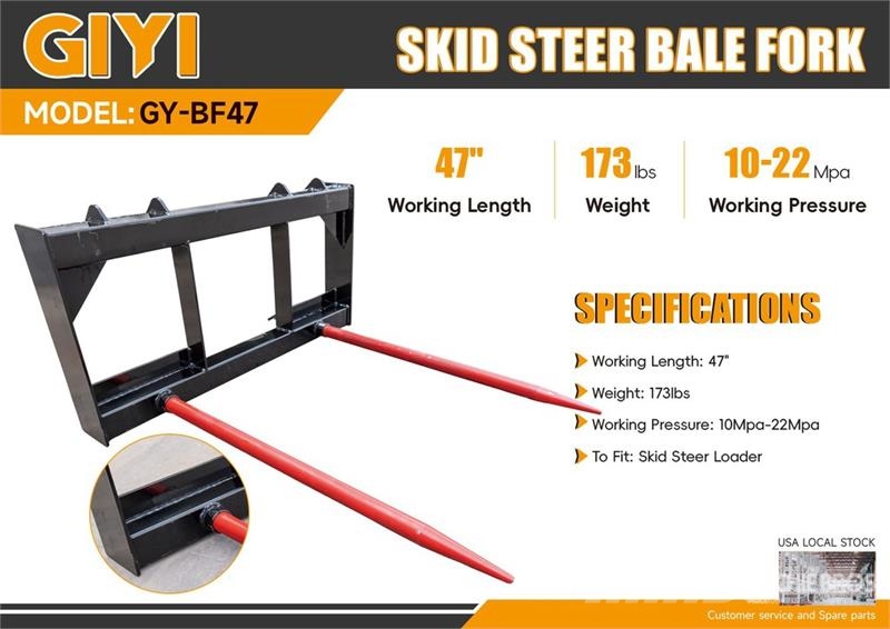  GIYI GY-BF47 47 in Skid Steer Bale Spear (Unused) Other components