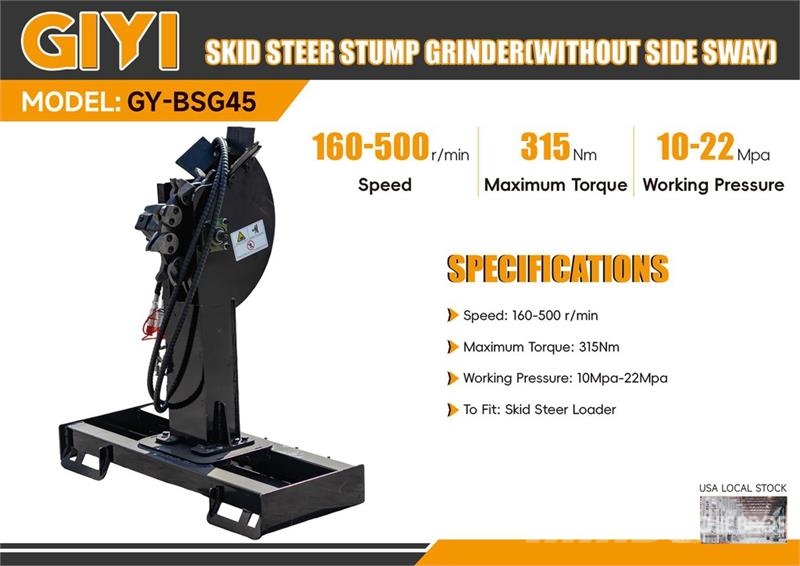 GIYI GY-BSG45 Skid Steer Stump Grinder (Unused) Elektriske harver / jordfræsere