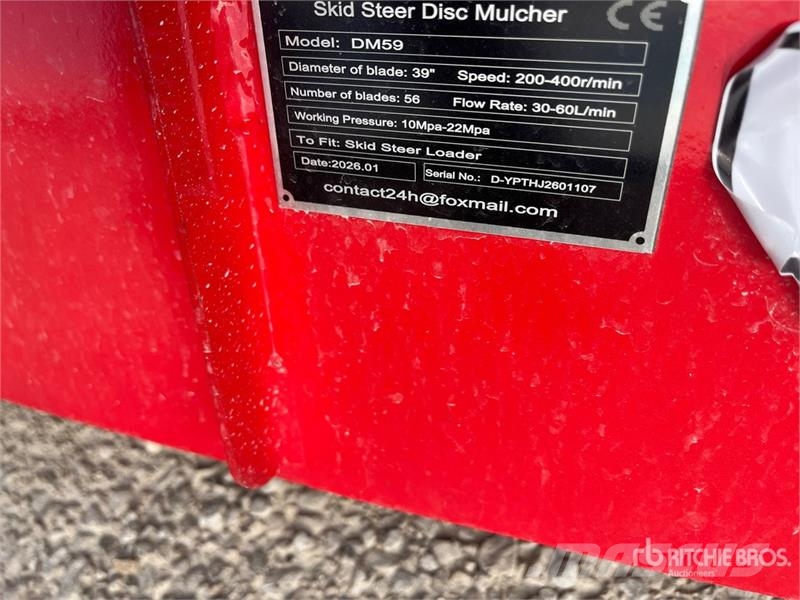  GIYI GY-DM59 39 in Disc Skid Steer Mulcher (Unused Trituradoras forestales
