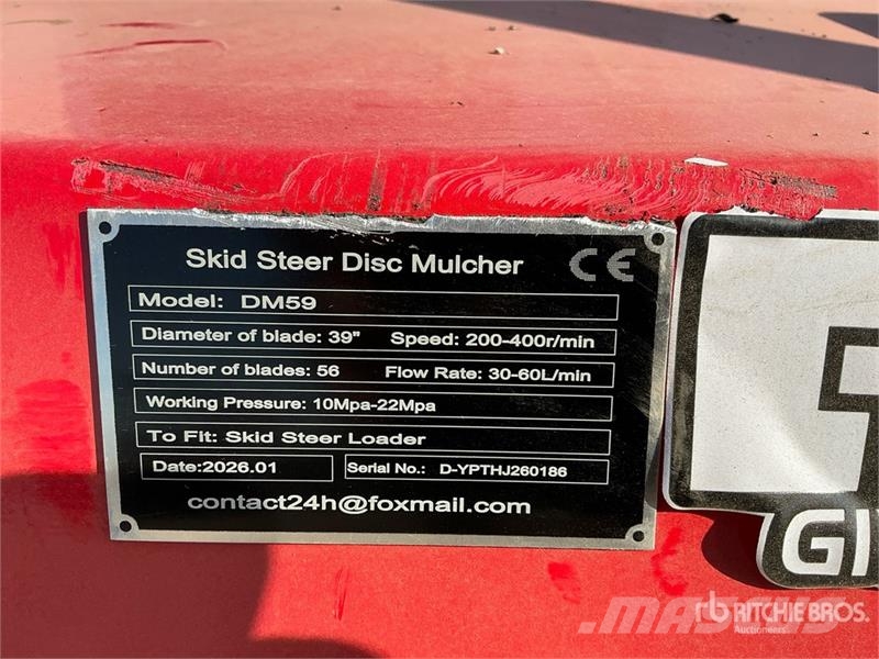 GIYI GY-DM59 39 in Disc Skid Steer Mulcher (Unused Lesné mulčovače