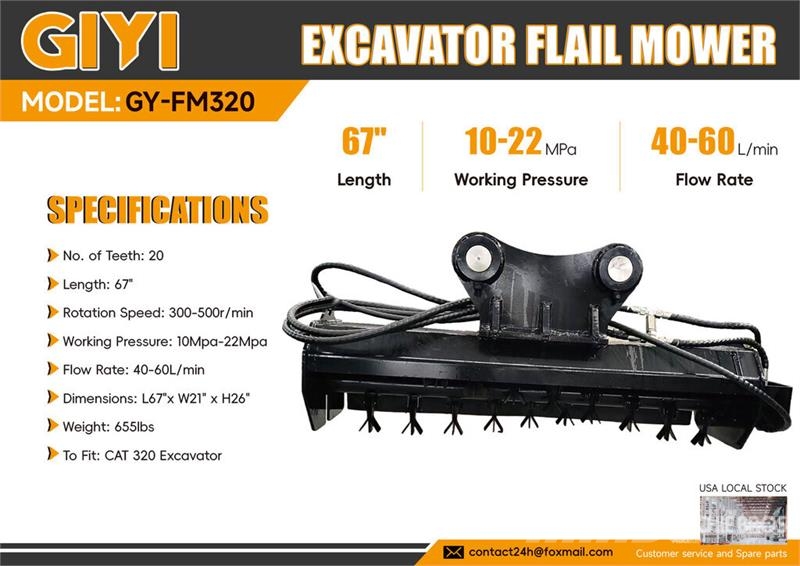  GIYI GY-FM320 67 in Excavator Flail Mower (Unused) Other components