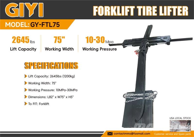 GIYI GY-FTL75 75 in Forklift Tire Lifter (Unused) Diger parçalar