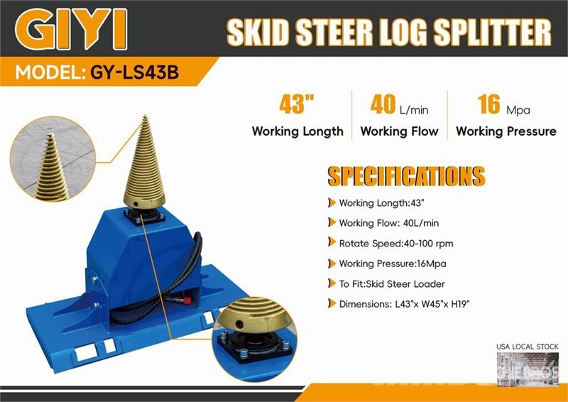 GIYI GY-LS43B 43 in Skid Steer Log Splitter (Unuse Segatronchi e spaccalegna