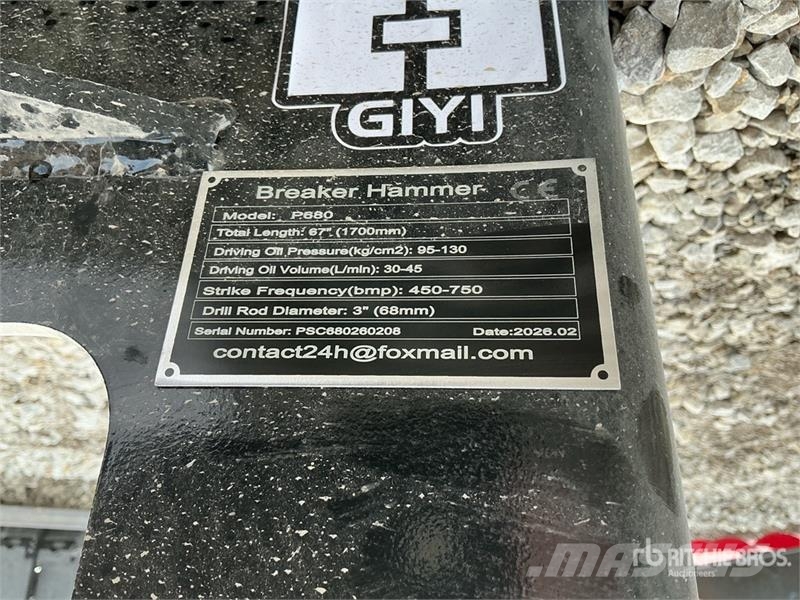  GIYI GY-P680 Skid Steer Breaker (Unused) Hidrauliniai kūjai / Trupintuvai