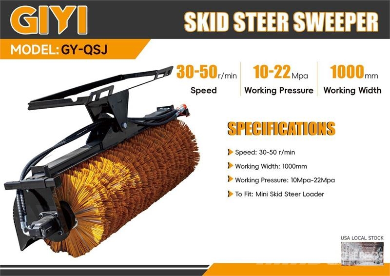  GIYI GY-QSJ 39 in Mini Skid Steer Broom (Unused) Süpürgeler