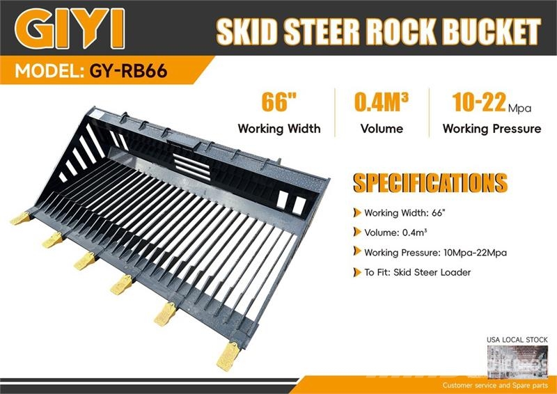 GIYI GY-RB66 66 in Rock Skid Steer Bucket (Unused) Buckets