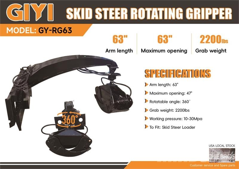 GIYI GY-RG63 2200 lb Rotating Skid Steer Grapple ( Grijpers