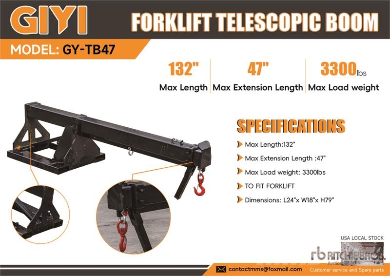 GIYI GY-TB47 132 in 3300 lb Forklift Telescopic Bo Diger parçalar