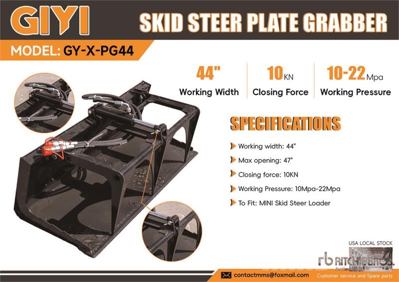 GIYI GY-X PG44 44 in Mini Skid Steer Grapple (Unus Grijpers