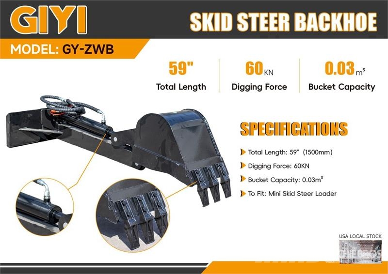  GIYI GY-ZWB 59 in Mini Skid Steer Backhoe (Unused) Pelle rétro arrière