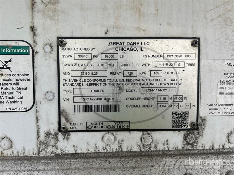 Great Dane 36 ft x 102 in T/A Multi -Temp Refrigerated Traile 控溫式半拖車