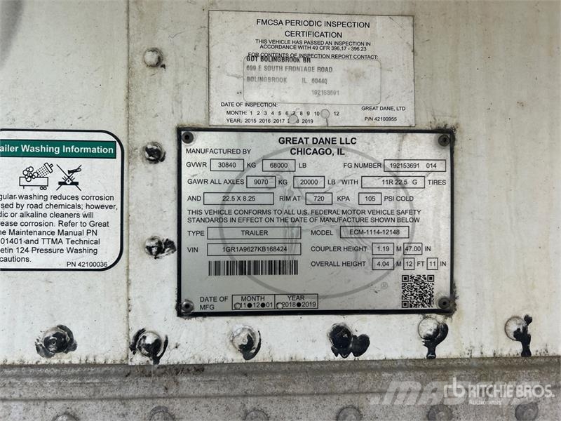 Great Dane 48 ft T/A Multi -Temp Refrigerated Trailer Koel-vries opleggers