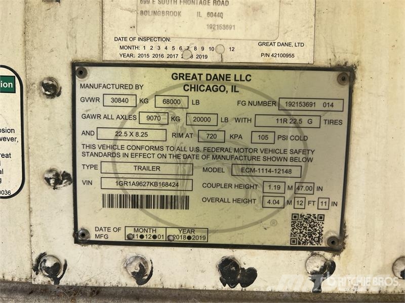 Great Dane 48 ft T/A Refrigerated Trailer Напівпричепи-рефрижератори