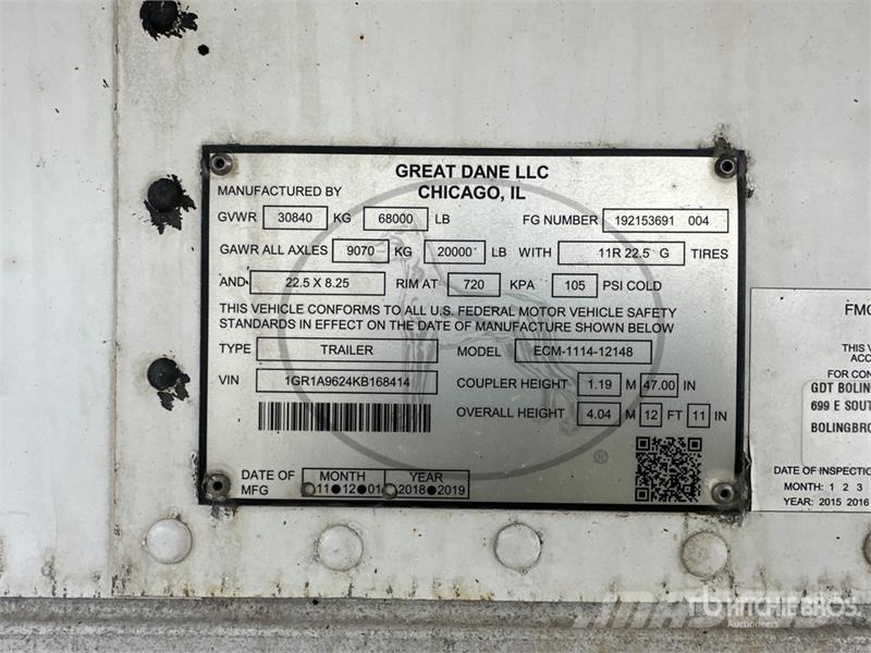 Great Dane 48 ft T/A Refrigerated Trailer Semi-remorci cu temperatura controlata