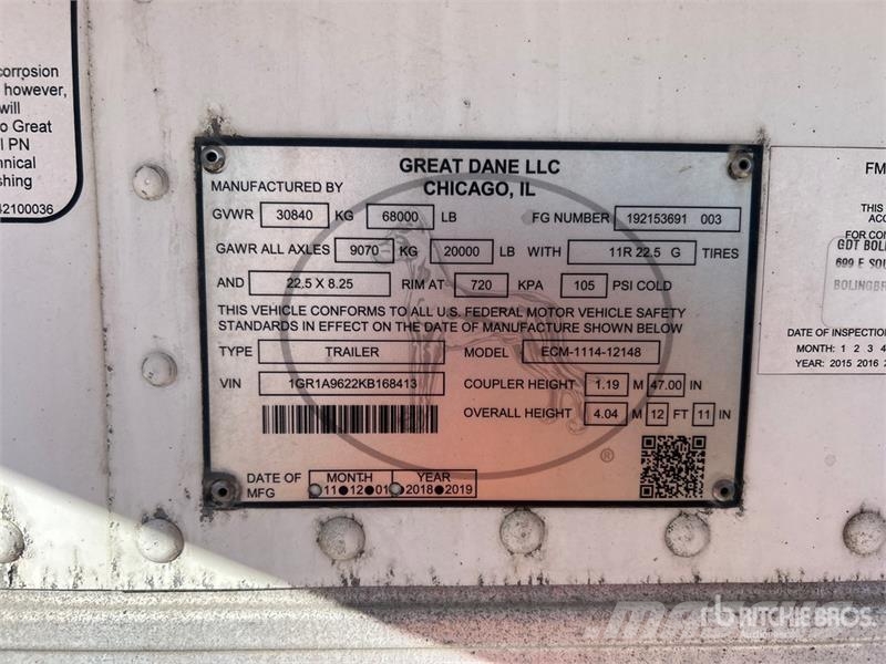 Great Dane 48 ft x 102 in T/A Refrigerated Trailer Hladilne polprikolice