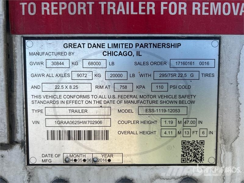 Great Dane 53 ft T/A Refrigerated Trailer Frysetrailer Semi
