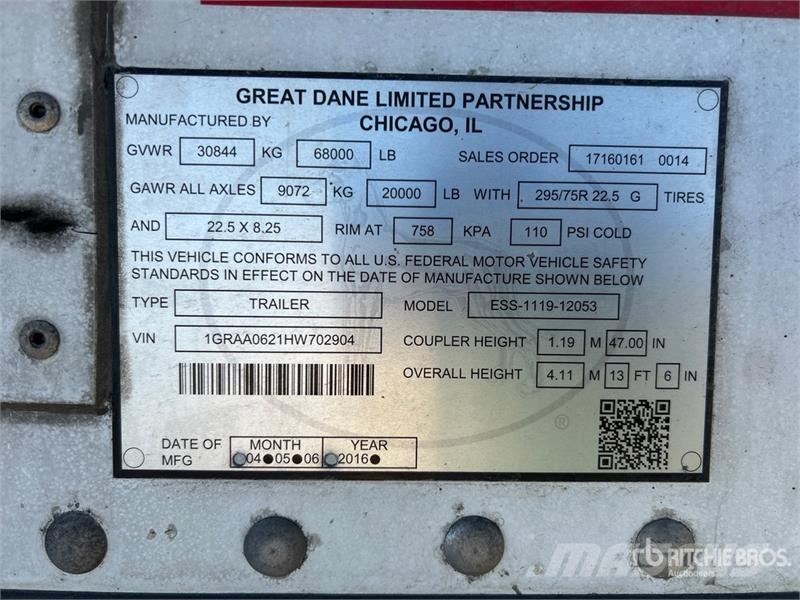 Great Dane 53 ft T/A Refrigerated Trailer Frysetrailer Semi
