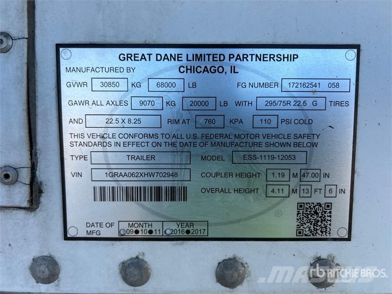 Great Dane 53 ft x 102 in T/A Multi -Temp Refrigerated Traile Semi remorque frigorifique